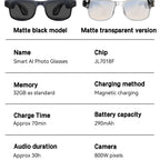 8MP AI Smart Camera  Glasses Bluetooth Sunglasses For Music Calling Translation G2