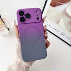 Gradient fine hole lens film magnetic silicone phone case for iPhone 17 16 15 14 13 12 11 Pro Max Air magsafe charging soft case