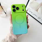 Gradient fine hole lens film magnetic silicone phone case for iPhone 17 16 15 14 13 12 11 Pro Max Air magsafe charging soft case
