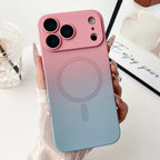 Gradient fine hole lens film magnetic silicone phone case for iPhone 17 16 15 14 13 12 11 Pro Max Air magsafe charging soft case