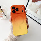 Gradient fine hole lens film magnetic silicone phone case for iPhone 17 16 15 14 13 12 11 Pro Max Air magsafe charging soft case