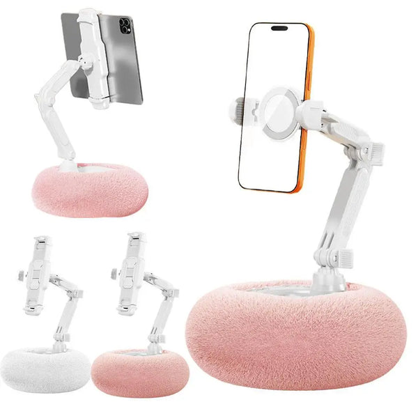 Plush Pillow Phone Holder — 360° Hands-Free Bed & Sofa Stand