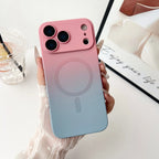 Gradient fine hole lens film magnetic silicone phone case for iPhone 17 16 15 14 13 12 11 Pro Max Air magsafe charging soft case